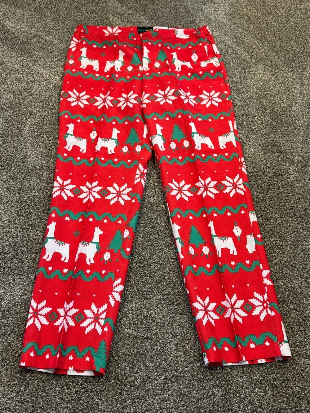 Happy Hour by Tipsy Elves: men 2 piece suit: Red LLama Christmas Ugly size Large